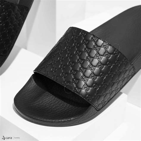 black gucci slides|gucci leather slides.